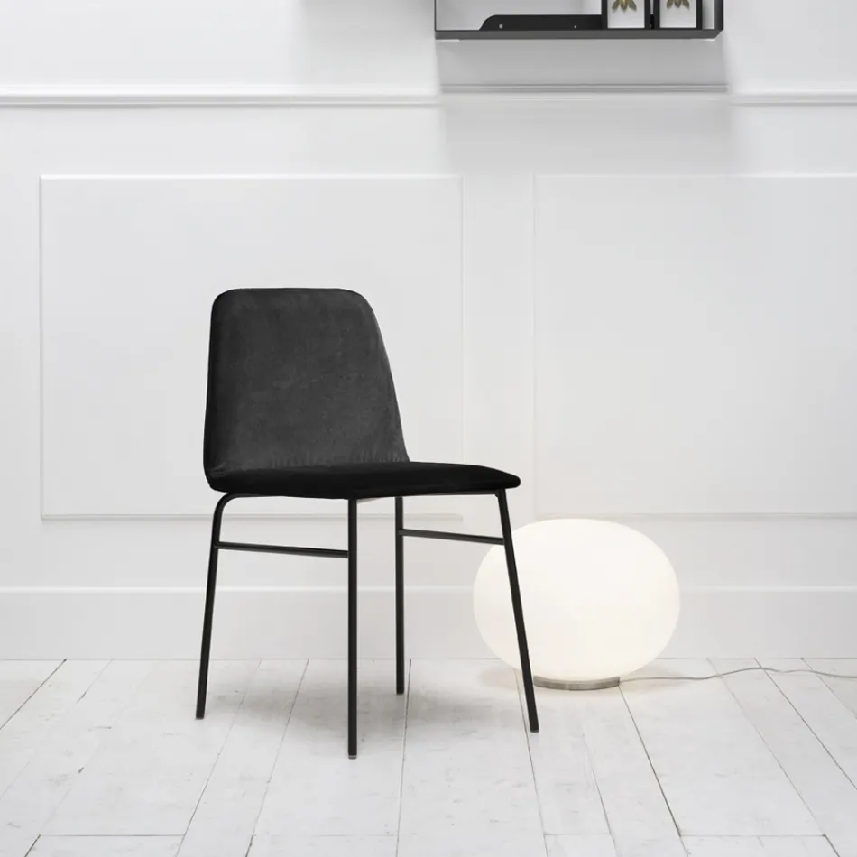 Krzesło z cienkiej tkaniny z metalową podstawą Made in Italy, 2 sztuki - Molde Viadurini