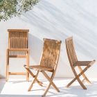 Składane krzesło ogrodowe z drewna tekowego Made in Italy - Sleepy Viadurini