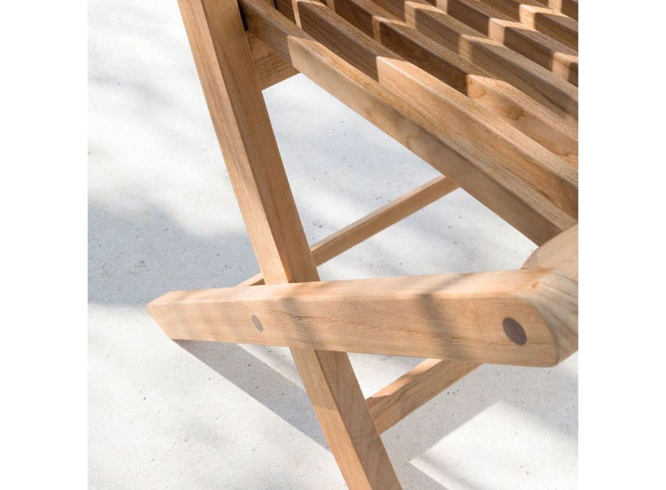 Składane krzesło ogrodowe z drewna tekowego Made in Italy - Sleepy Viadurini
