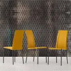 Skórzane krzesło tapicerowane z metalową konstrukcją Made in Italy, 2 sztuki - cynk Viadurini