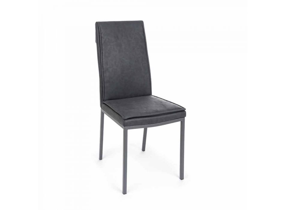 Krzesło tapicerowane skórą imitującą efekt vintage 4 sztuki Homemotion - Irama Viadurini