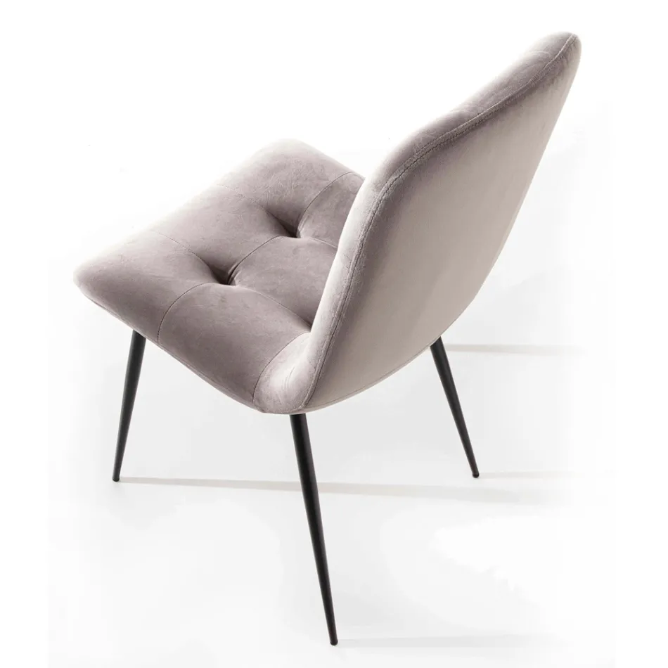 Odporne na plamy, tapicerowane, aksamitne krzesło do jadalni, 4 sztuki - Kylie Viadurini