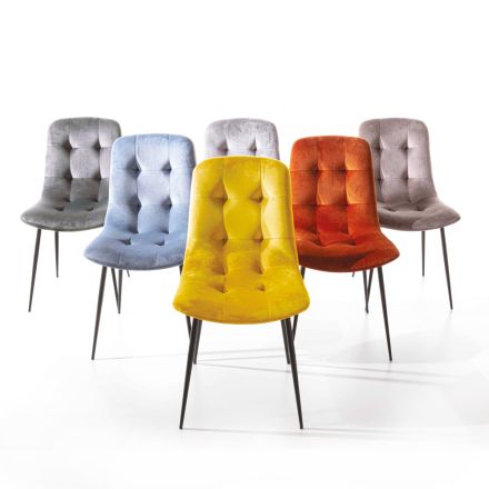 Odporne na plamy, tapicerowane, aksamitne krzesło do jadalni, 4 sztuki - Kylie Viadurini