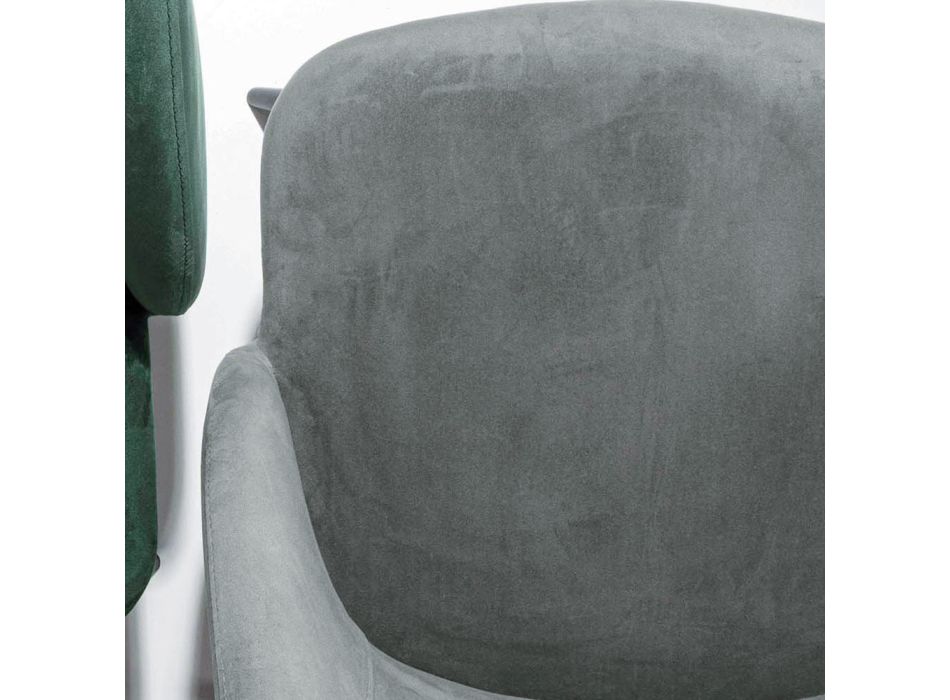 Krzesło tapicerowane aksamitem z podstawą z malowanego na czarno metalu, 2 sztuki - Havana Viadurini