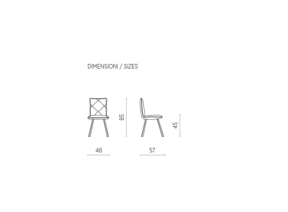 Krzesło do jadalni z ekoskóry z metalową konstrukcją, 2 sztuki - Riccarda Viadurini