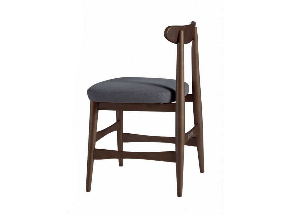 Tapicerowane krzesło do jadalni z litego drewna Made in Italy - Salicornia Viadurini