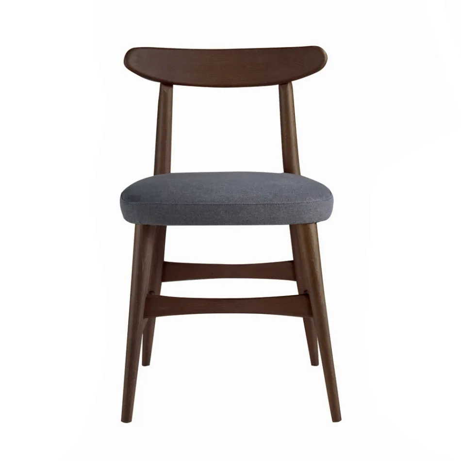 Tapicerowane krzesło do jadalni z litego drewna Made in Italy - Salicornia Viadurini