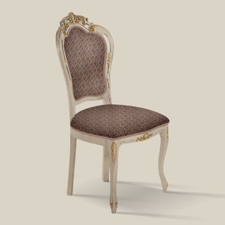 Krzesło do jadalni z białego drewna i tkaniny Made in Italy - Majesty Viadurini