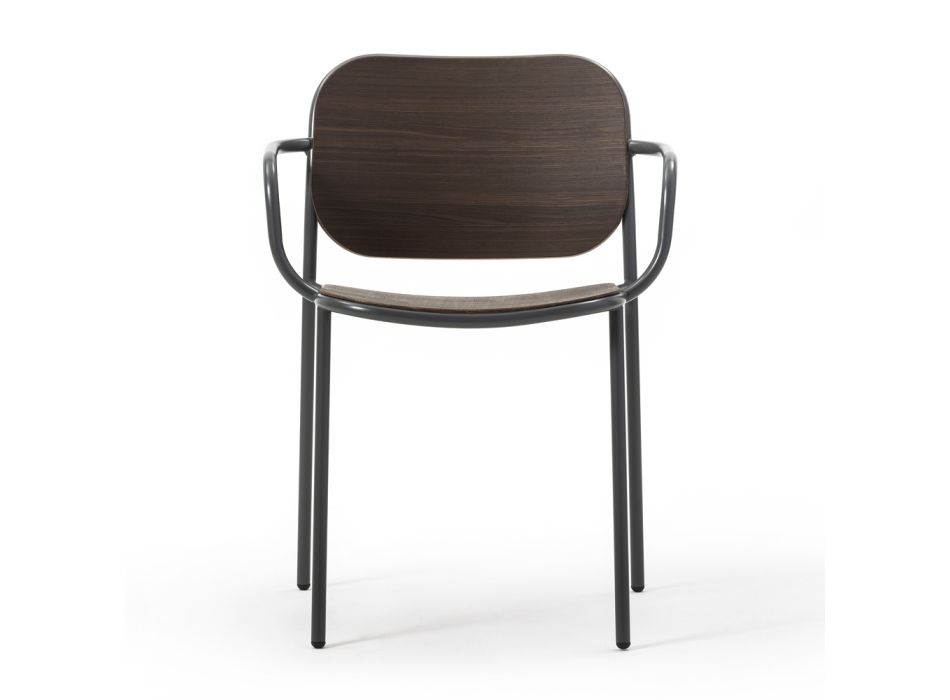 Krzesło do jadalni z drewna i metalu Made in Italy 2 sztuki - Saffia Viadurini