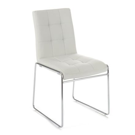 Krzesło do jadalni ze skóry syntetycznej i chromowanego metalu 2 sztuki - Savana Viadurini