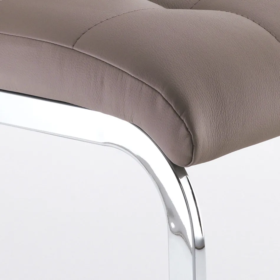 Krzesło do jadalni ze skóry syntetycznej i chromowanego metalu 4 sztuki - Molise Viadurini