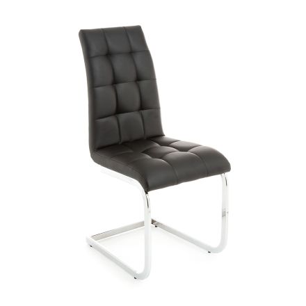 Krzesło do jadalni ze skóry syntetycznej i chromowanego metalu 4 sztuki - Molise Viadurini