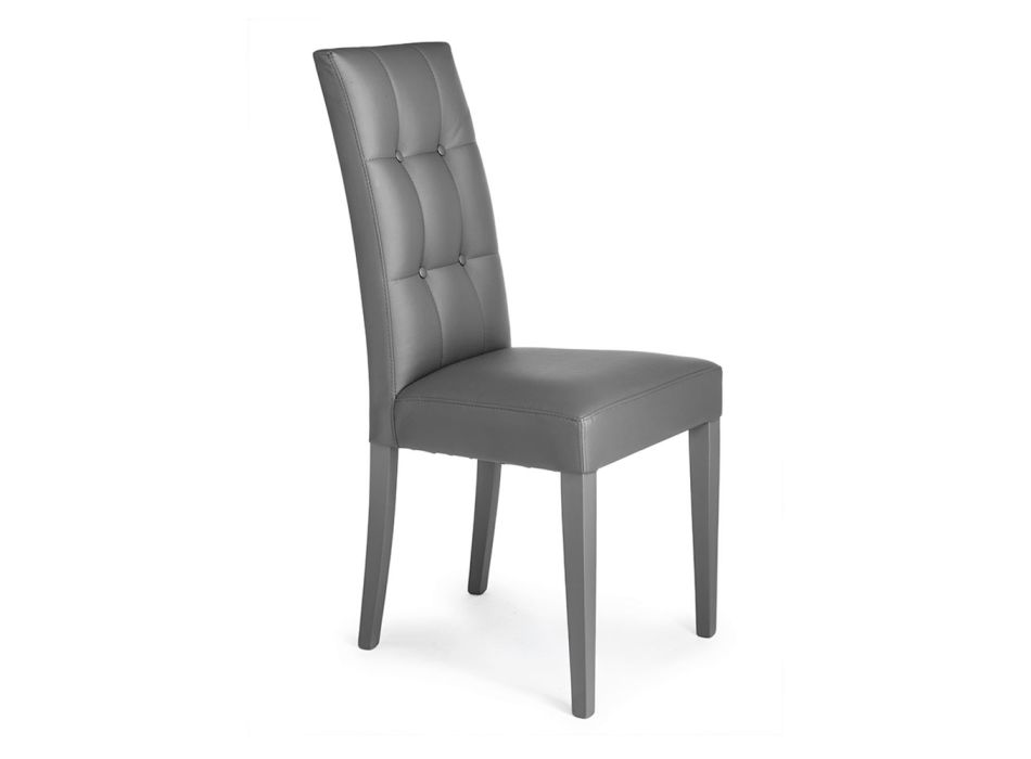 Krzesło do jadalni ze skóry syntetycznej Made in Italy 2 sztuki - Emilian Viadurini