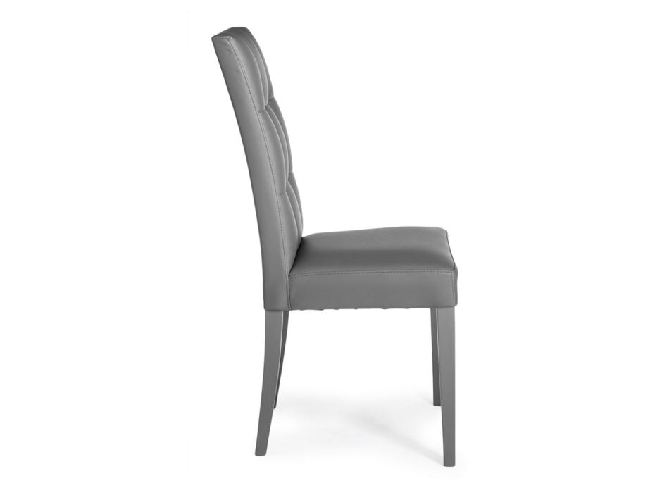Krzesło do jadalni ze skóry syntetycznej Made in Italy 2 sztuki - Emilian Viadurini
