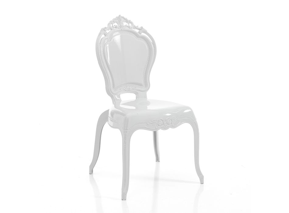 Krzesło do jadalni w wykończeniu z poliwęglanu z połyskiem, 4 sztuki - Reginetta Viadurini