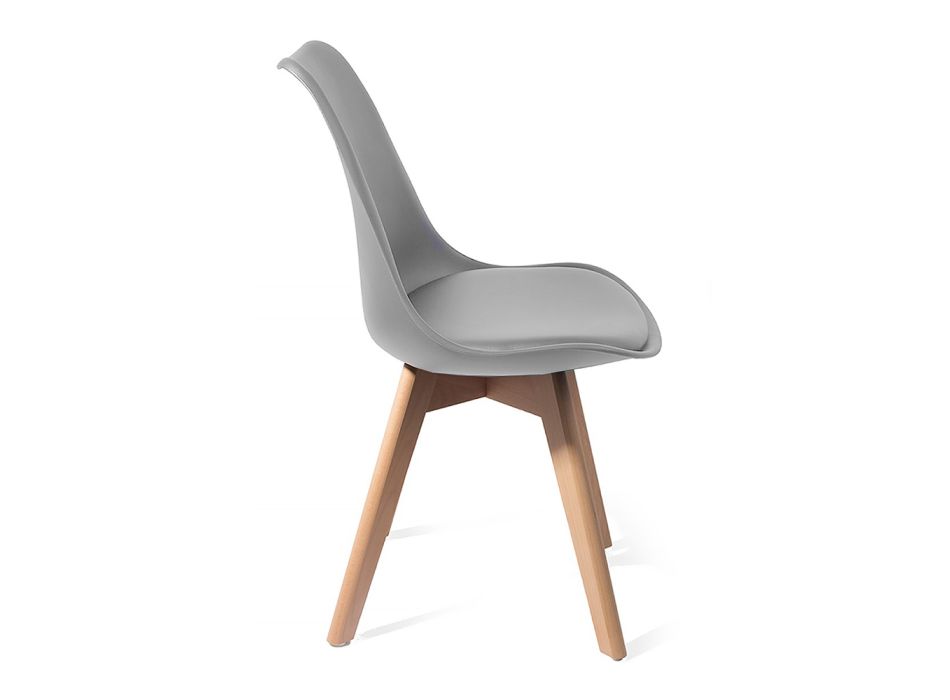 Krzesło do jadalni z polipropylenu i skóry syntetycznej 4 sztuki - Chira Viadurini