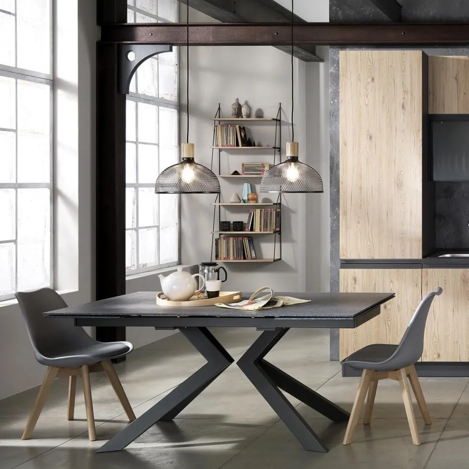 Krzesło do jadalni z polipropylenu i skóry syntetycznej 4 sztuki - Chira Viadurini