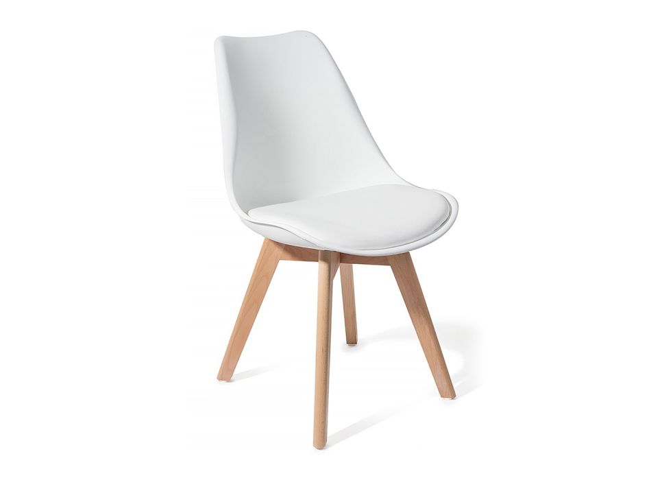 Krzesło do jadalni z polipropylenu i skóry syntetycznej 4 sztuki - Chira Viadurini