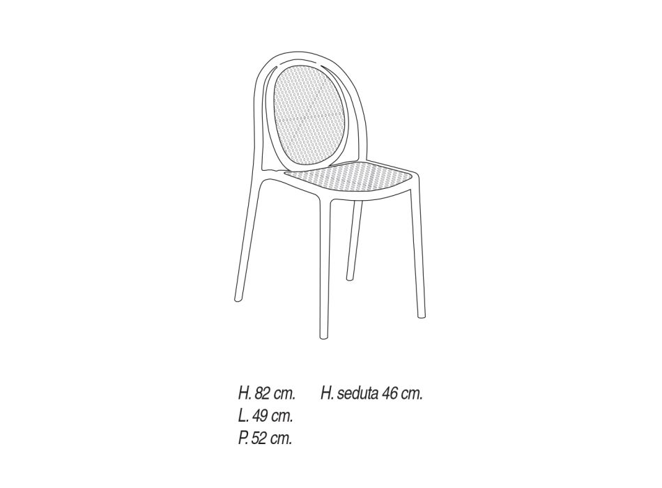 Krzesło do jadalni z polipropylenu Made in Italy, 4 sztuki - Sandrina Viadurini