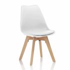 Krzesło do jadalni z PCV i drewna z siedziskiem ze sztucznej skóry, 4 sztuki - ekspertyza Viadurini