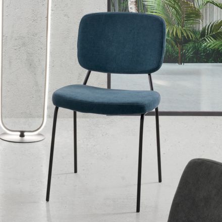 Krzesło do jadalni z tkaniny z czarną strukturą 4-częściowe - Marylin Viadurini