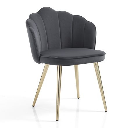 Krzesło do jadalni z tkaniny i metalu w złotym wykończeniu 4 sztuki - wyrafinowane Viadurini