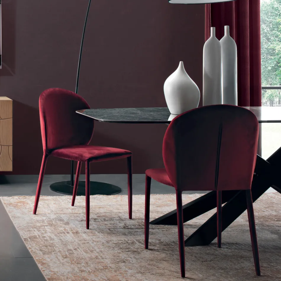 Krzesło do jadalni tapicerowane aksamitem Made in Italy, 4 sztuki - Victory Viadurini