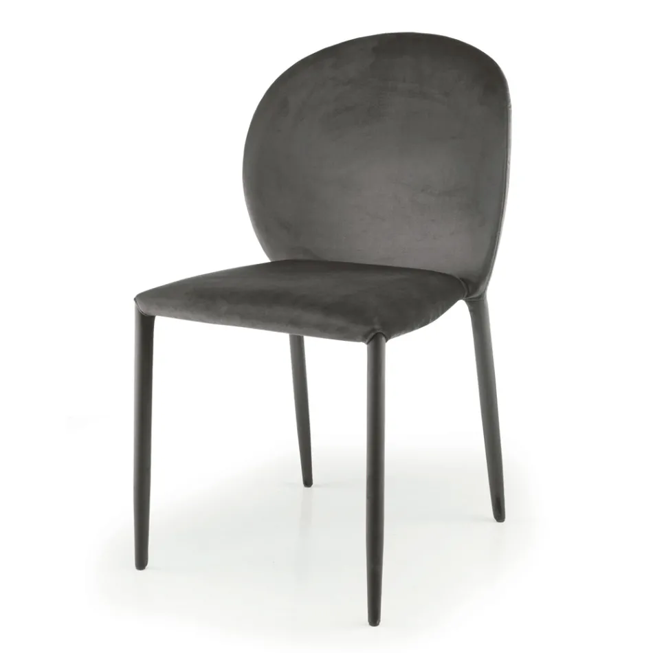 Krzesło do jadalni tapicerowane aksamitem Made in Italy, 4 sztuki - Victory Viadurini