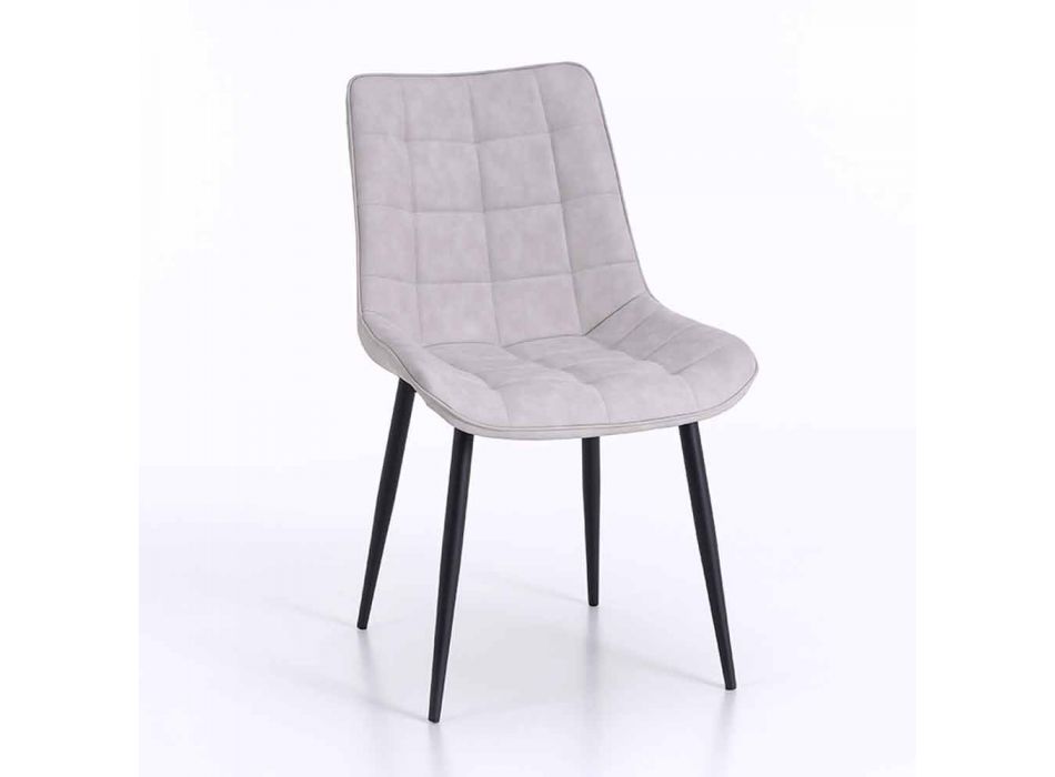 Krzesło do jadalni z metalu z tapicerowanym i zakrytym siedziskiem, 4 sztuki - Cronos Viadurini