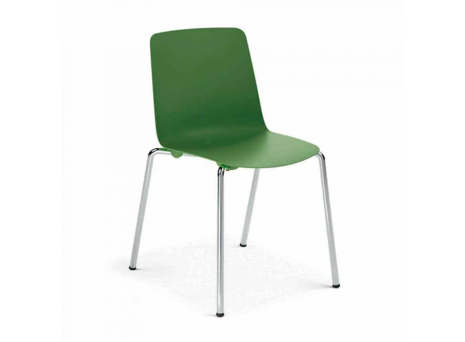 Wykonane we Włoszech Krzesło do jadalni z metalu i polipropylenu, 4 sztuki - Carlita Viadurini