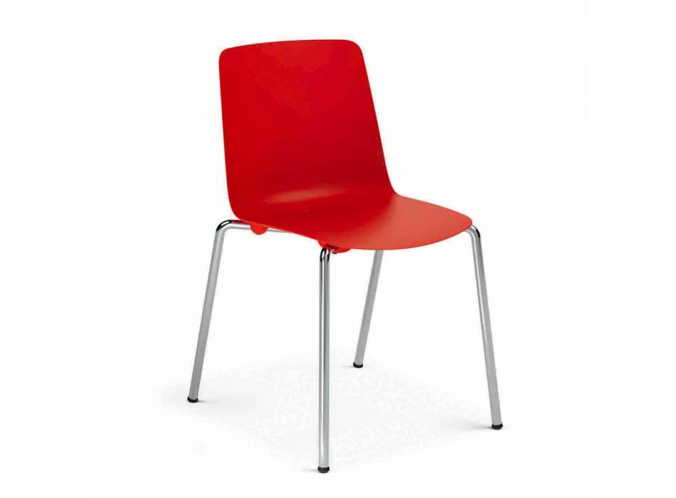Wykonane we Włoszech Krzesło do jadalni z metalu i polipropylenu, 4 sztuki - Carlita Viadurini