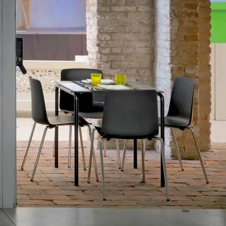 Wykonane we Włoszech Krzesło do jadalni z metalu i polipropylenu, 4 sztuki - Carlita Viadurini
