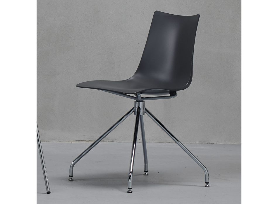 Obrotowe krzesło do salonu z technopolimeru Made in Italy 2 sztuki - Fedora Viadurini