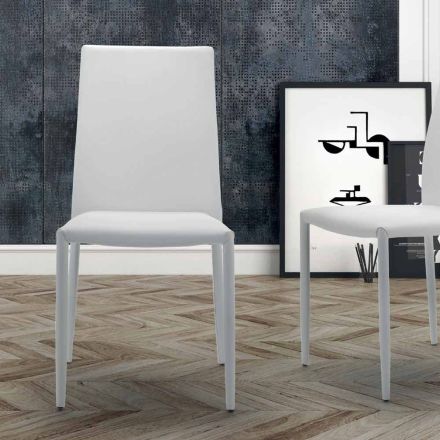 Krzesło do salonu z możliwością układania w stos, wyściełane i pokryte ekoskórą - Monamour Viadurini
