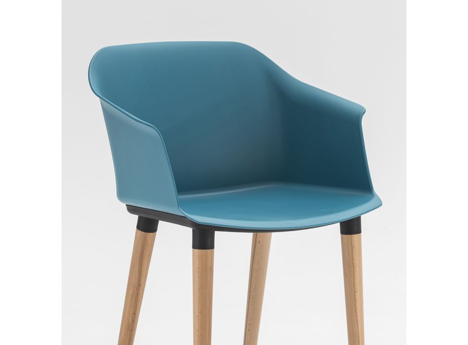 Krzesło do salonu z drewna i polipropylenu Made in Italy, 4 sztuki - Marbella Viadurini