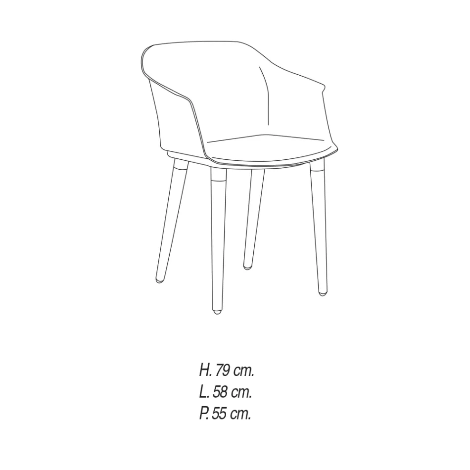 Krzesło do salonu z drewna i polipropylenu Made in Italy, 4 sztuki - Marbella Viadurini