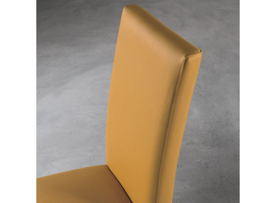 Krzesło do salonu z drewna i ekoskóry Wyprodukowano we Włoszech - Agostina Viadurini