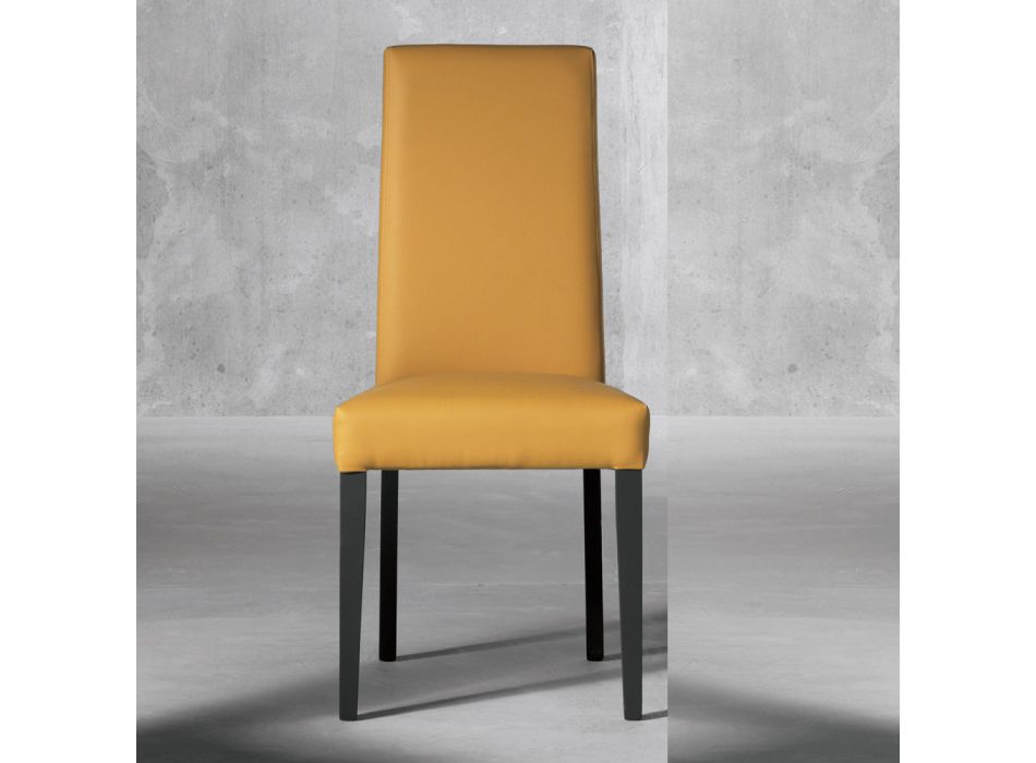 Krzesło do salonu z drewna i ekoskóry Wyprodukowano we Włoszech - Agostina Viadurini