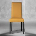 Krzesło do salonu z drewna i skóry ekologicznej Made in Italy - Agostina