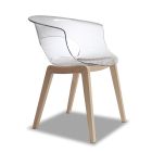 Krzesło do salonu z poliwęglanu i drewna Made in Italy 2 sztuki - brązowe Viadurini