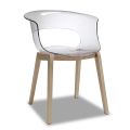 Krzesło do salonu z poliwęglanu i drewna Made in Italy 2 sztuki - brązowe