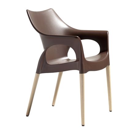 Krzesło do salonu z polipropylenu i drewna Made in Italy 4 sztuki - Lucciola Viadurini