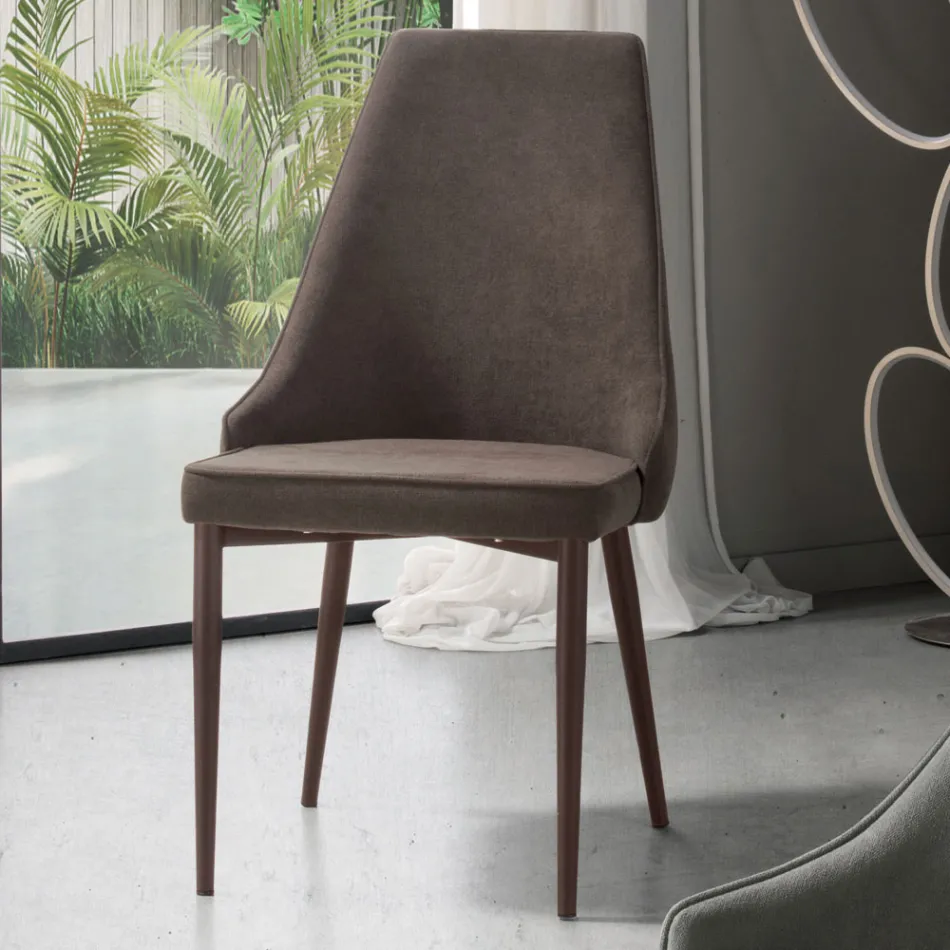 Krzesło do salonu z tkaniny z wyprofilowanym i tapicerowanym siedziskiem 4 sztuki - Isaak Viadurini