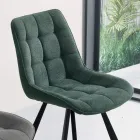 Krzesło do salonu z 4-częściowej tapicerowanej tkaniny w kratkę - Raggia Viadurini