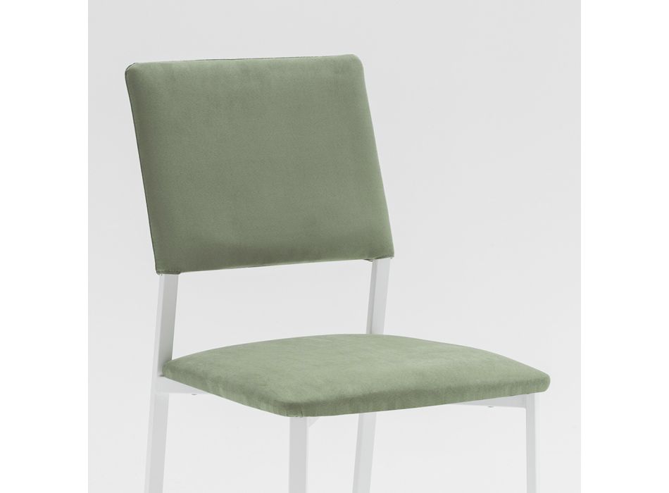 Metalowe krzesło do salonu i siedzisko z mikrofibry Made in Italy, 2 sztuki - Fabiola Viadurini