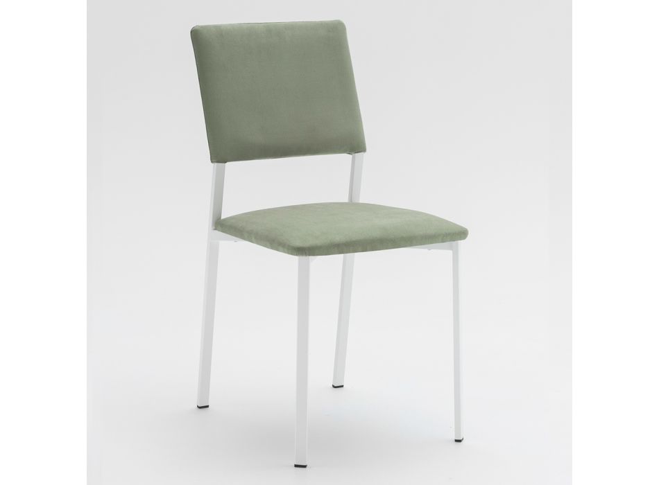 Metalowe krzesło do salonu i siedzisko z mikrofibry Made in Italy, 2 sztuki - Fabiola Viadurini