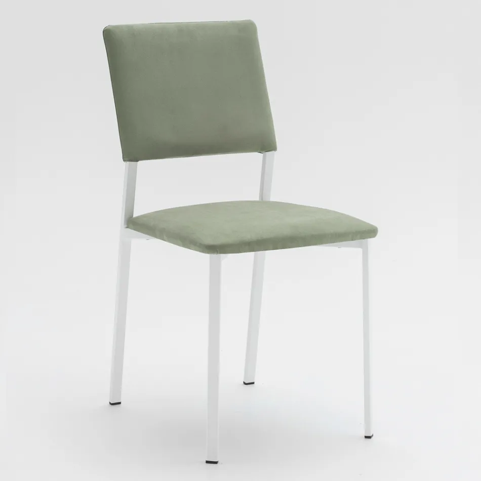 Metalowe krzesło do salonu i siedzisko z mikrofibry Made in Italy, 2 sztuki - Fabiola Viadurini