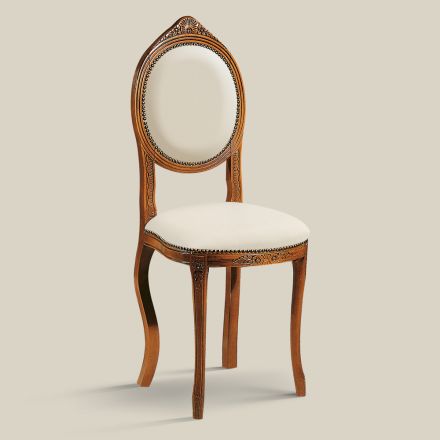Krzesło w stylu klasycznym z tapicerowanego drewna orzechowego Made in Italy - Elegant Viadurini