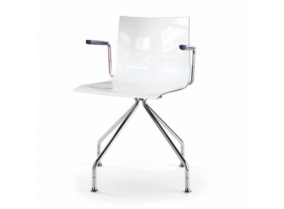 Krzesło biurowe ze stalowymi podłokietnikami i kolorowym siedziskiem z recyklingu - Verenza Viadurini