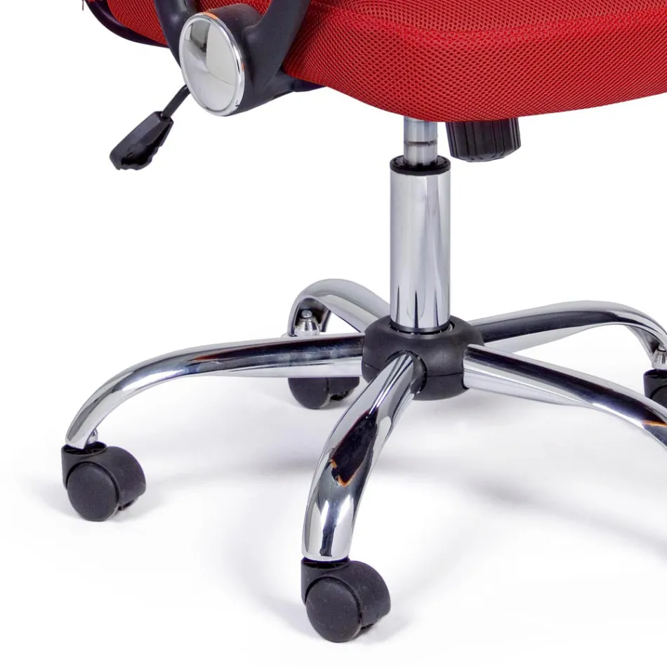 Krzesło biurowe z podłokietnikami ze stali i kolorowego poliestru - Barberina Viadurini